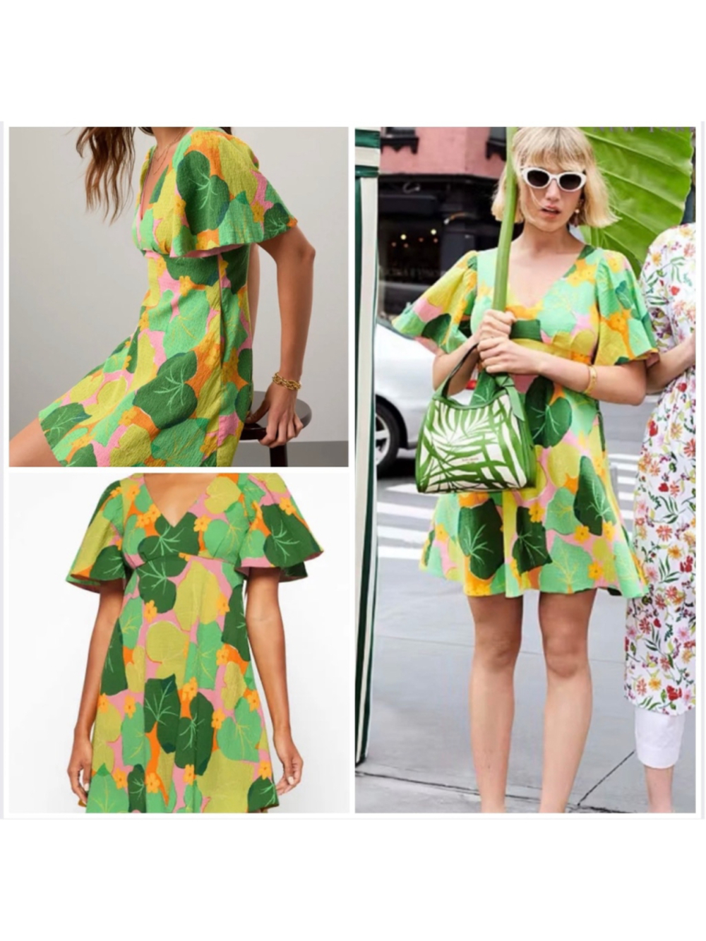 NWT Kate Spade Cucumber Floral Swing Dress Size 12 Green Pink Orange